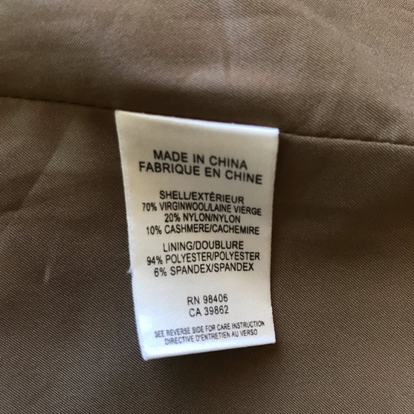 Theory A-Line Flared Classic Wool Pea Coat w/ Button Fronts P XS Beige Tan - Picture 4 of 4